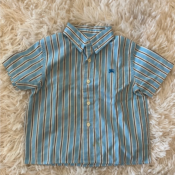 Burberry baby boys blue button down striped shirt - Picture 1 of 3